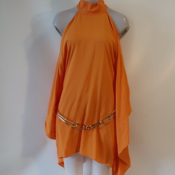 Taller Marmo Orange Halter Chain Belt Sleeveless Halter Tunic Top L COLOR - Picture 3 of 9